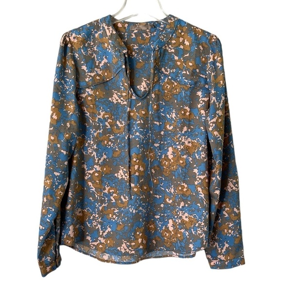 prAna Wild At Heart Blouse Keyhole Opening with Tie Size Medium Long Sleeves - Picture 1 of 16